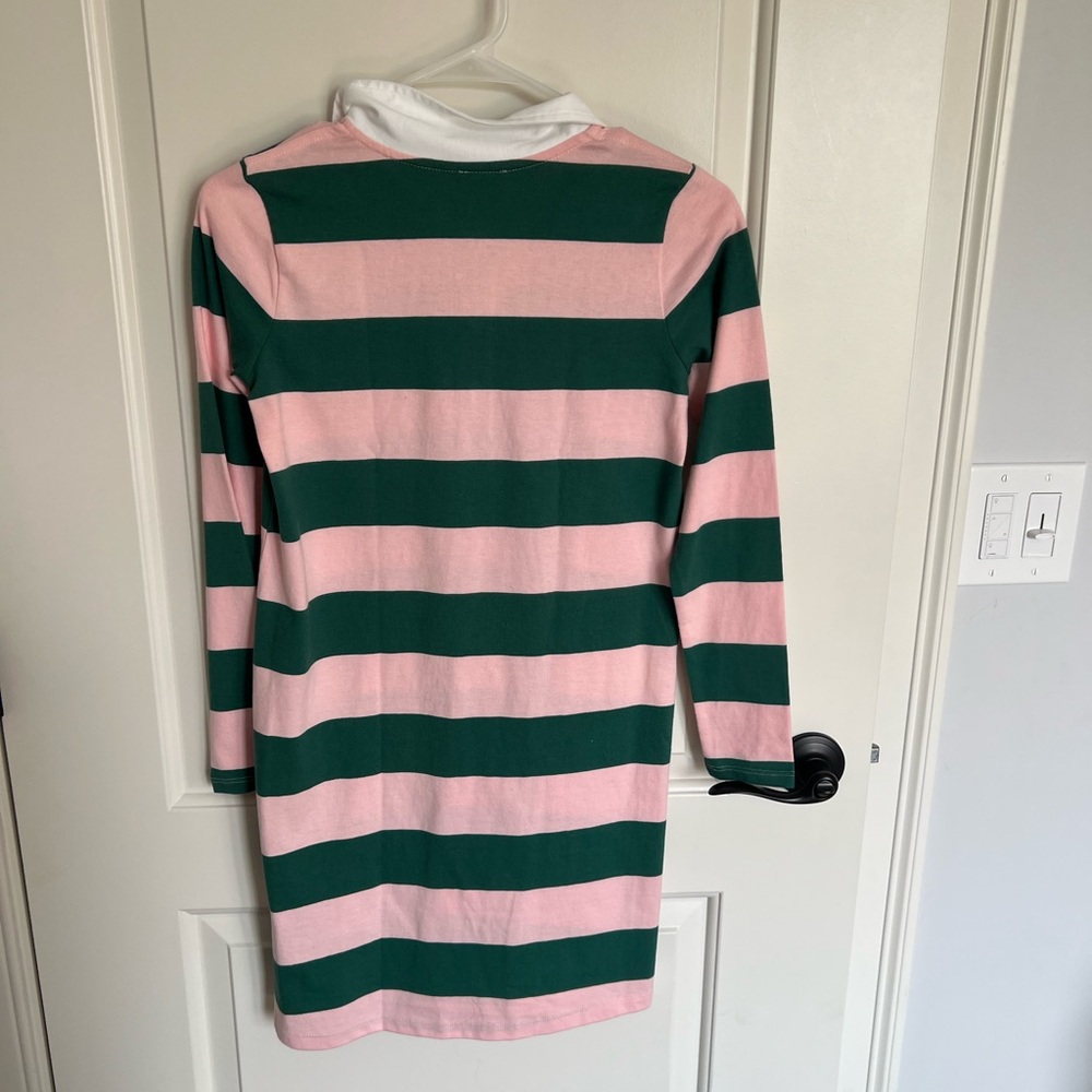 Crewcuts Pink and Green Striped Polo Shirt